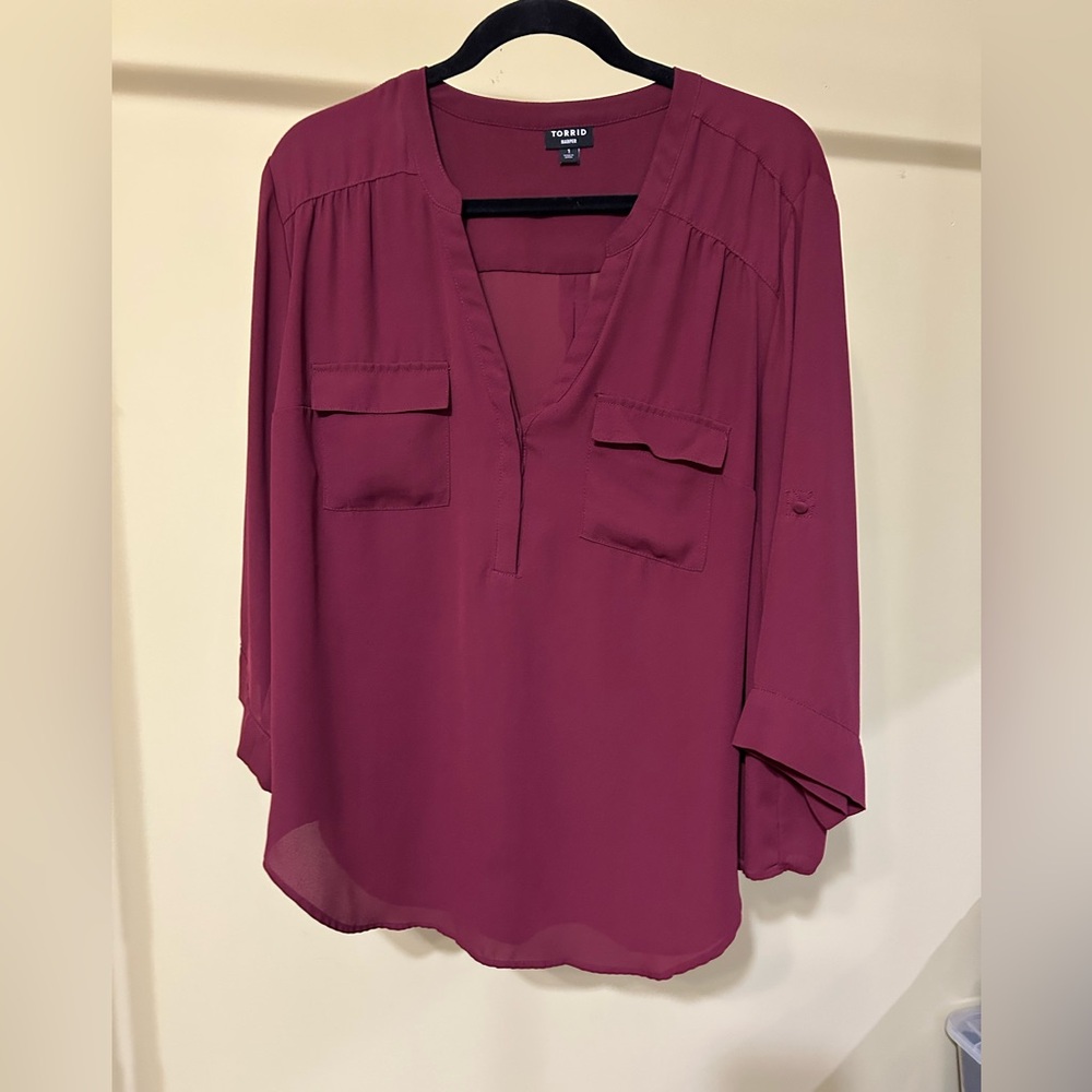Torrid Rich Burgundy V-Neck Blouse